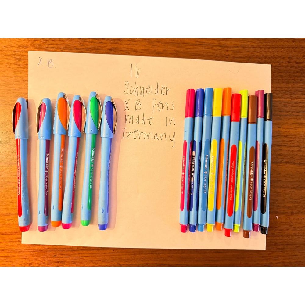 Schneider 16pc Pen Lot Slider Memo XB Edge XB Viscoglide Germany Multicolor
